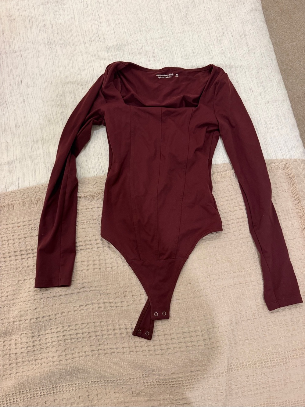 Abercrombie & Fitch Maroon Long Sleeve Bodysuit
